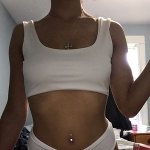 PLT mix&match white scoop neck top